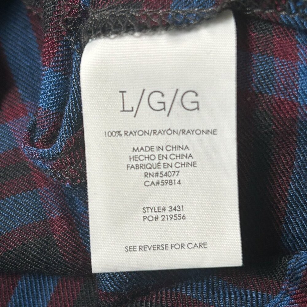 Cabi 3431 Button Up Peplum Top Womens Size L Blue Black Moody Plaid Long Sleeve - Picture 6 of 13